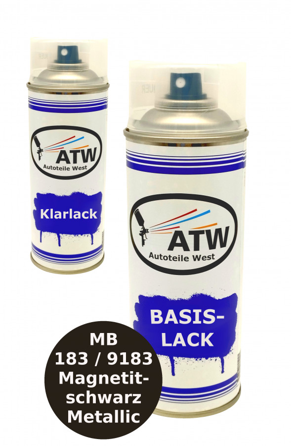 Autolack für Mercedes Benz 183 / 9183 Magnetitschwarz Metallic+400ml Klarlack Set